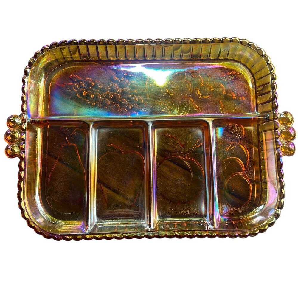 Indiana Glass Amber 5 Section Relish Tray **AS IS**